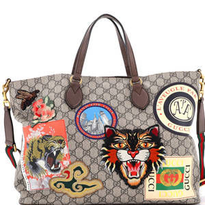Gucci Large Courrier Convertible Soft Open Tote GG Coated Canvas with Applique
